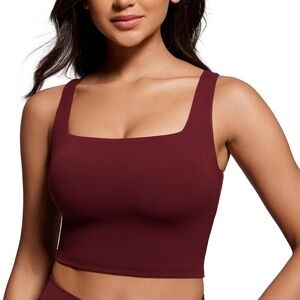 CRZ YOGA Butterluxe Square Neck Crop Tank Tops for Women